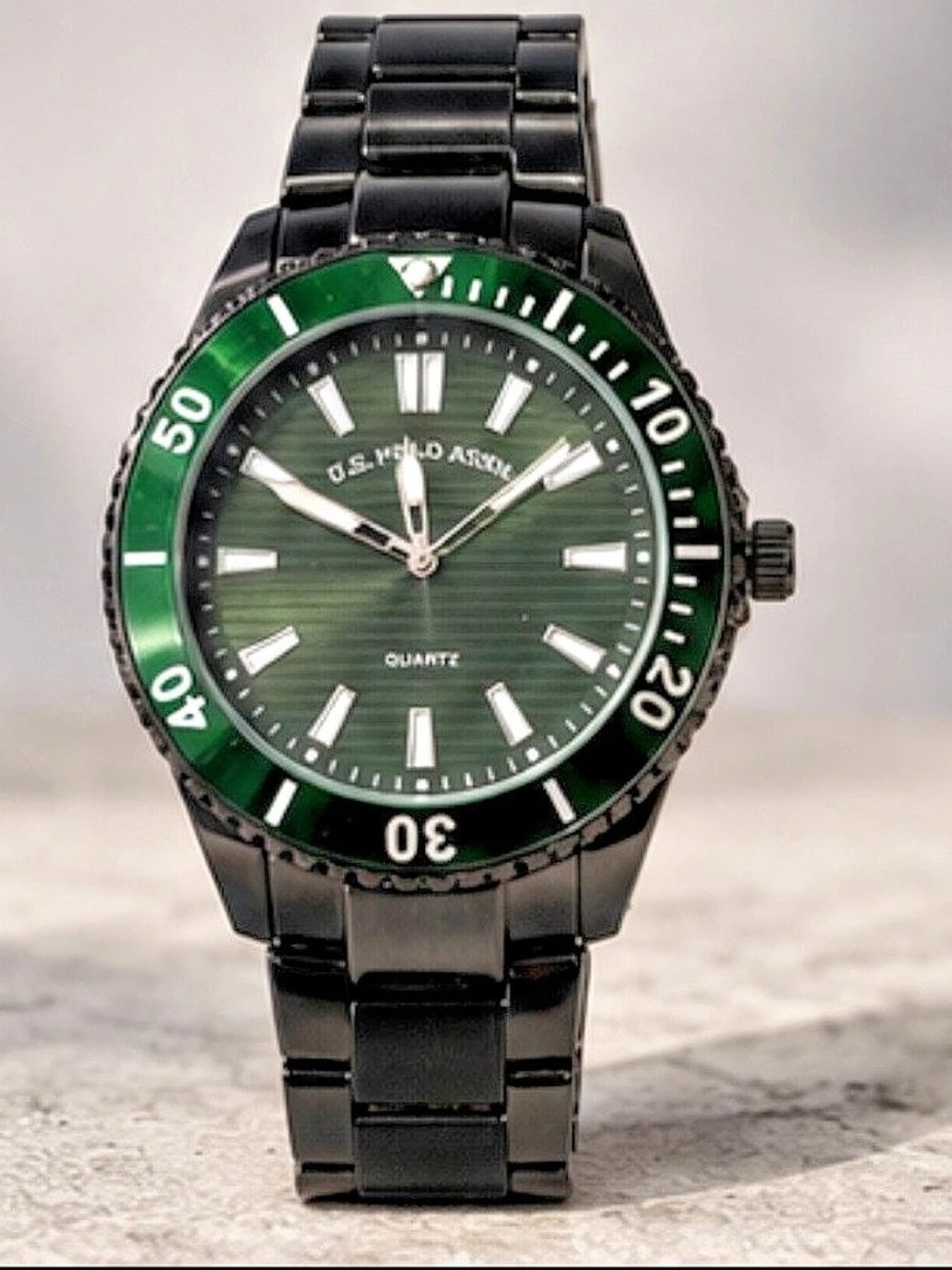 U.S. Polo Assn. Green Bezel Quartz Watch